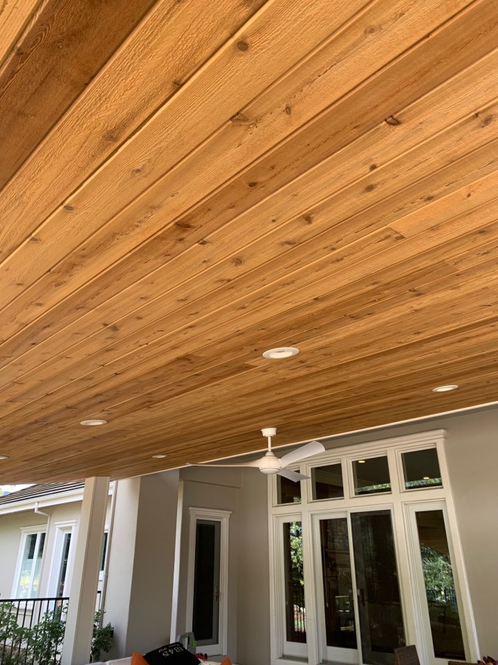 outdoor wood ceiling install in Napa