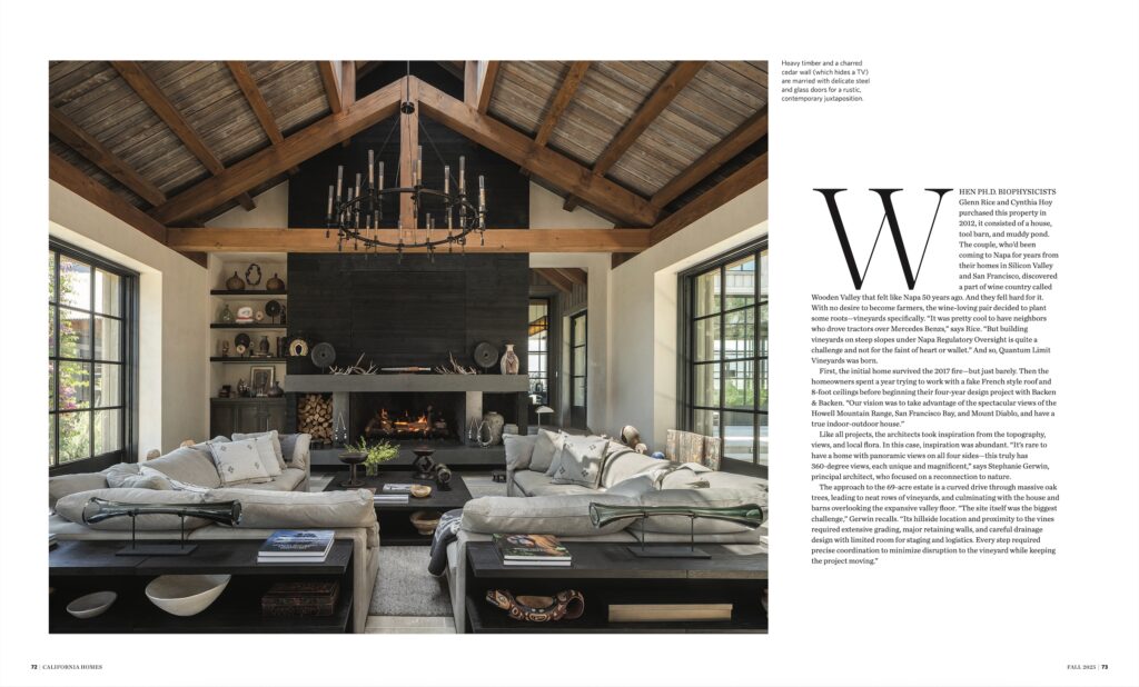 California Magazine article featuring Napa Valley vineyard estate