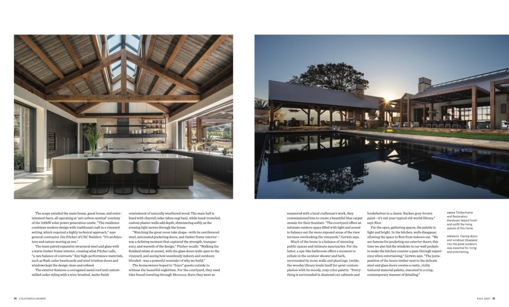 custom residential construction Cal Homes Magazine feature 